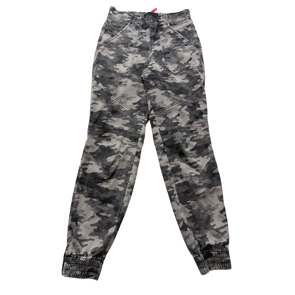 Spanx Stretch Twill Cargo Jogger‎ Womens S Gray Camo Elastic Waist Pants
